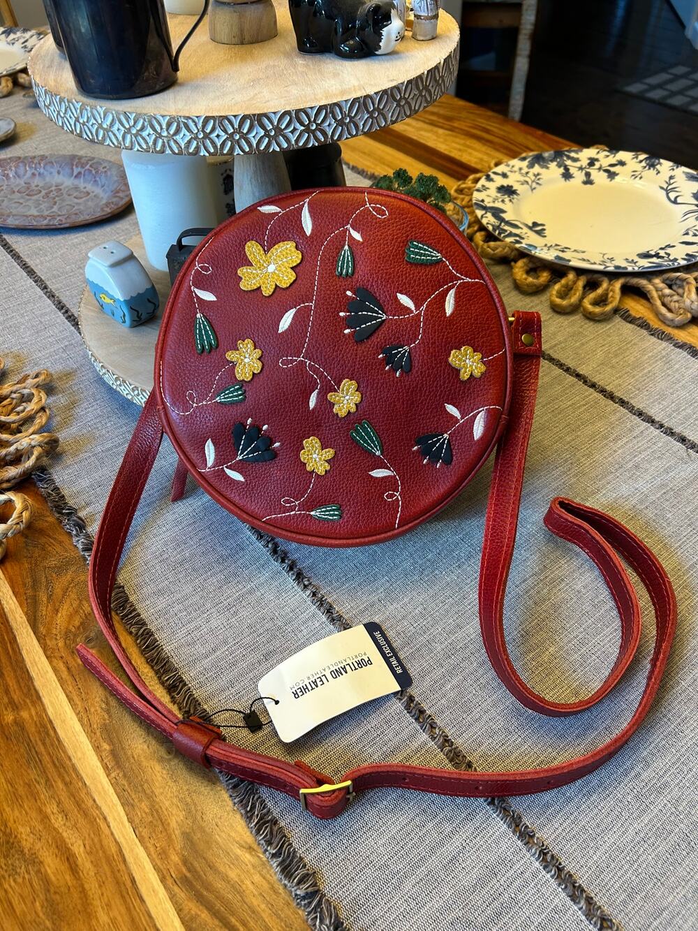 Portland Leather Limited Edition Wildflower Large Chili Red Crossbody Bag